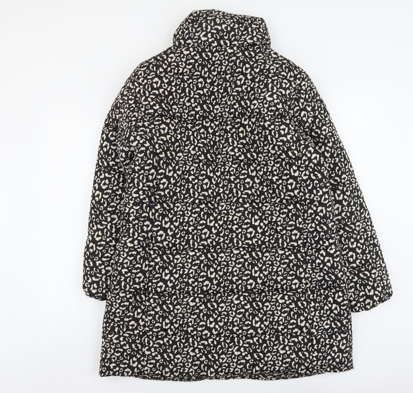 Marks and Spencer Womens Black Geometric Puffer Jacket Coat Size 16 Zip