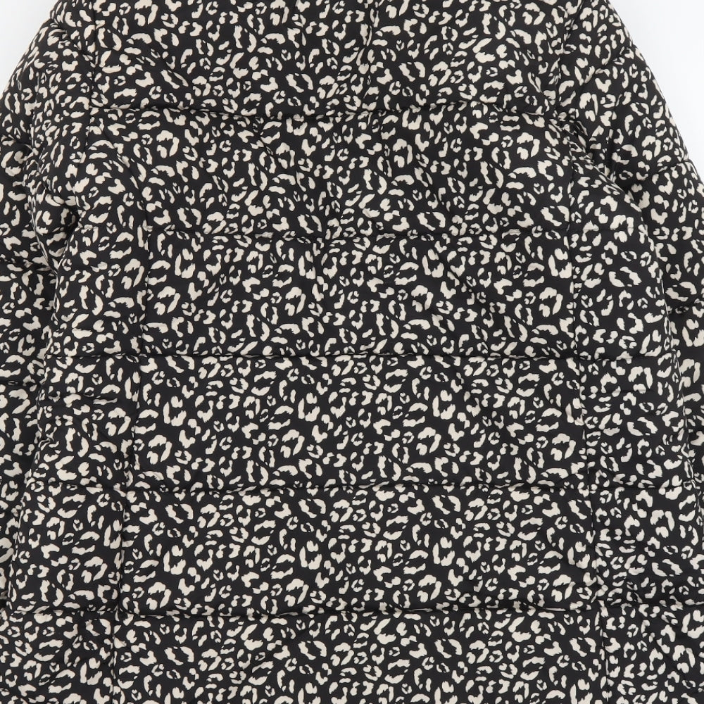 Marks and Spencer Womens Black Geometric Puffer Jacket Coat Size 16 Zip