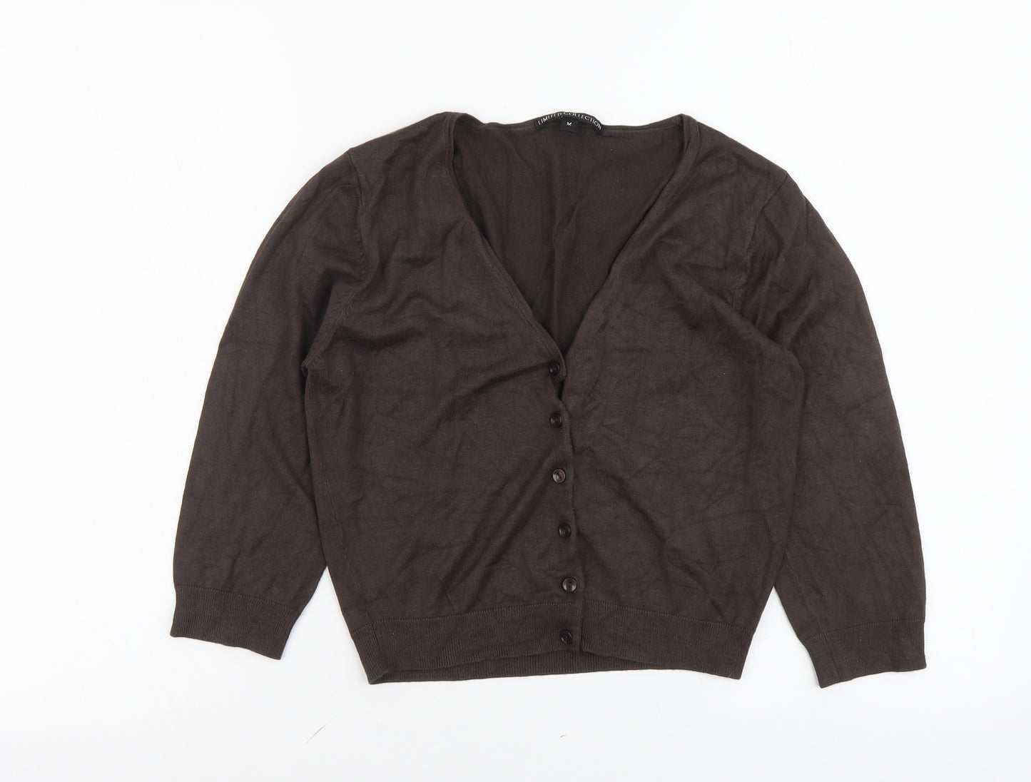 Marks and Spencer Womens Brown V-Neck Viscose Cardigan Jumper Size M