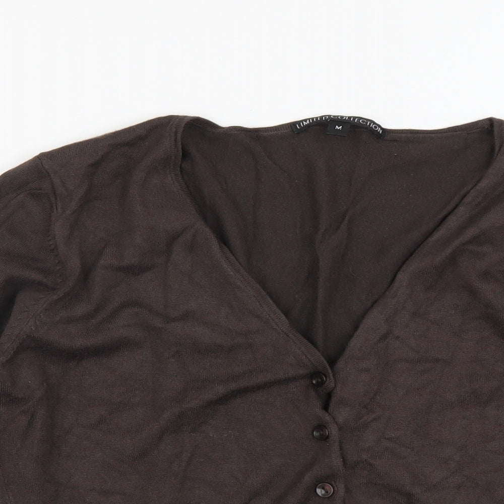 Marks and Spencer Womens Brown V-Neck Viscose Cardigan Jumper Size M