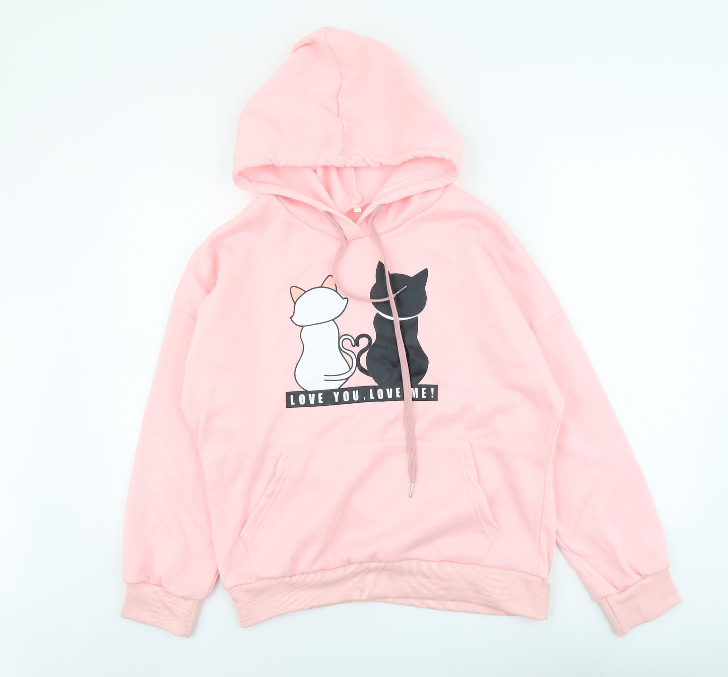SheIn Womens Pink Polyester Pullover Hoodie Size L Pullover - Love You, Love Me