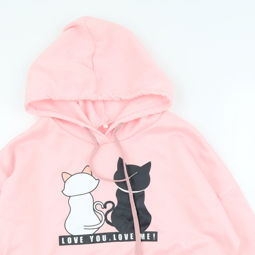 SheIn Womens Pink Polyester Pullover Hoodie Size L Pullover - Love You, Love Me