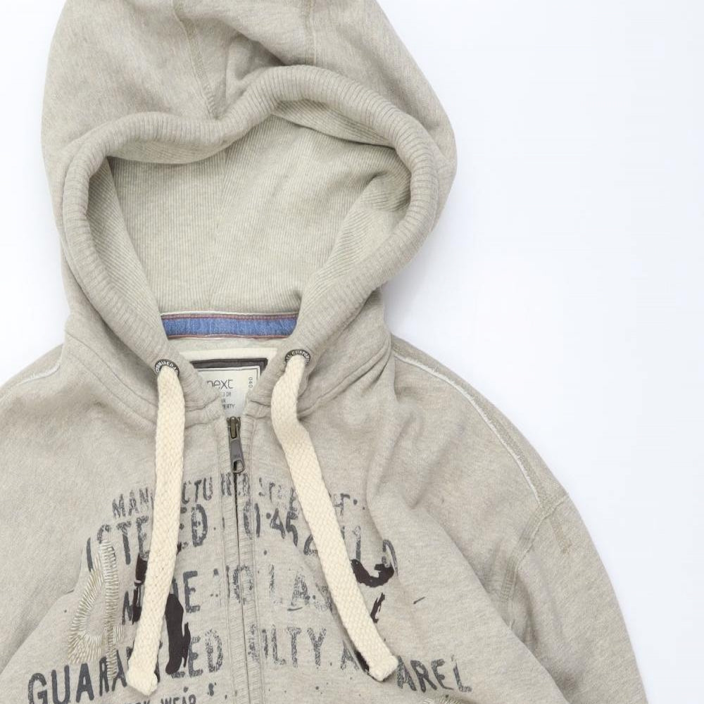 NEXT Mens Beige Cotton Full Zip Hoodie Size 2XL