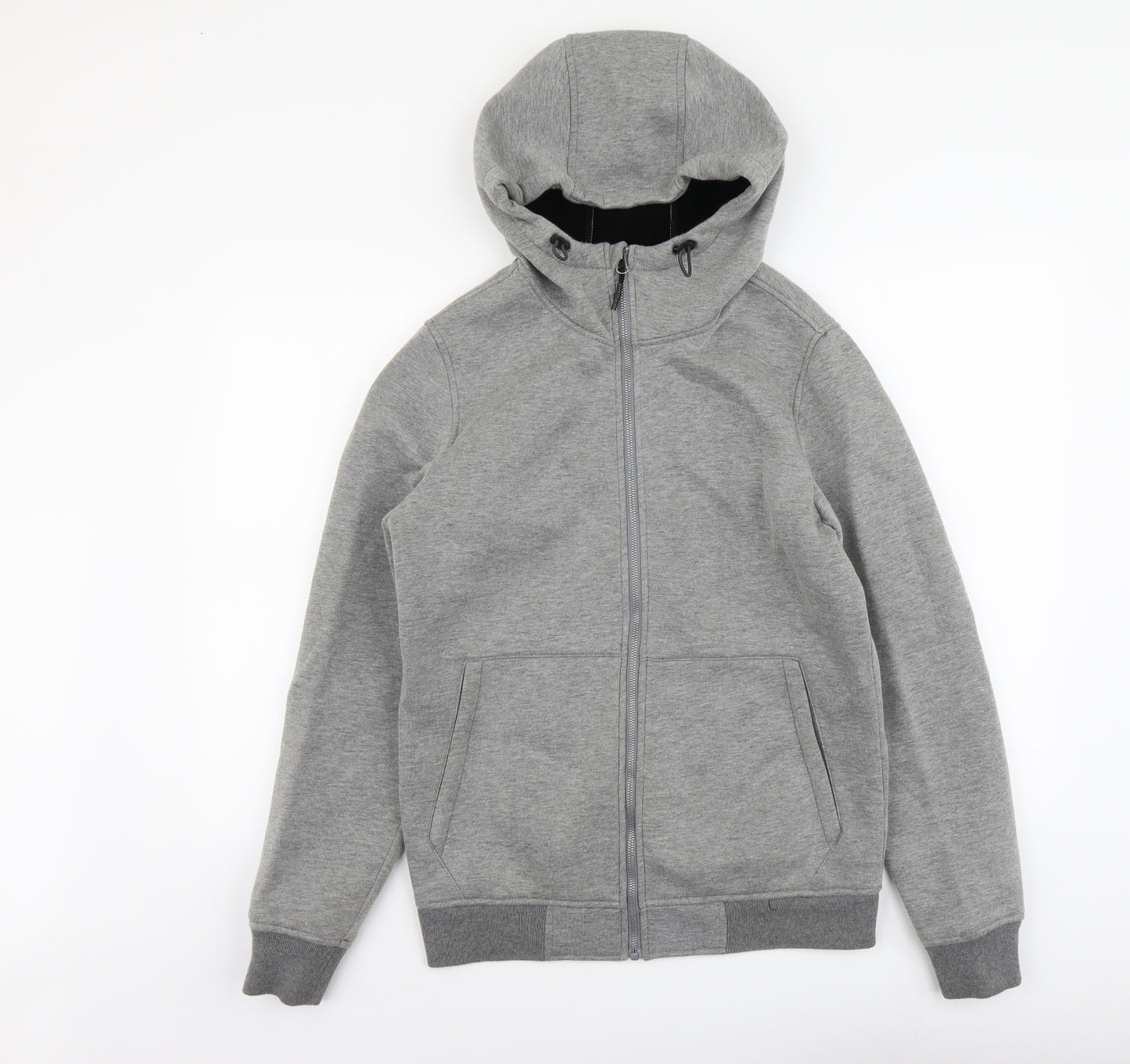 Pull&Bear Mens Grey Polyester Full Zip Hoodie Size M