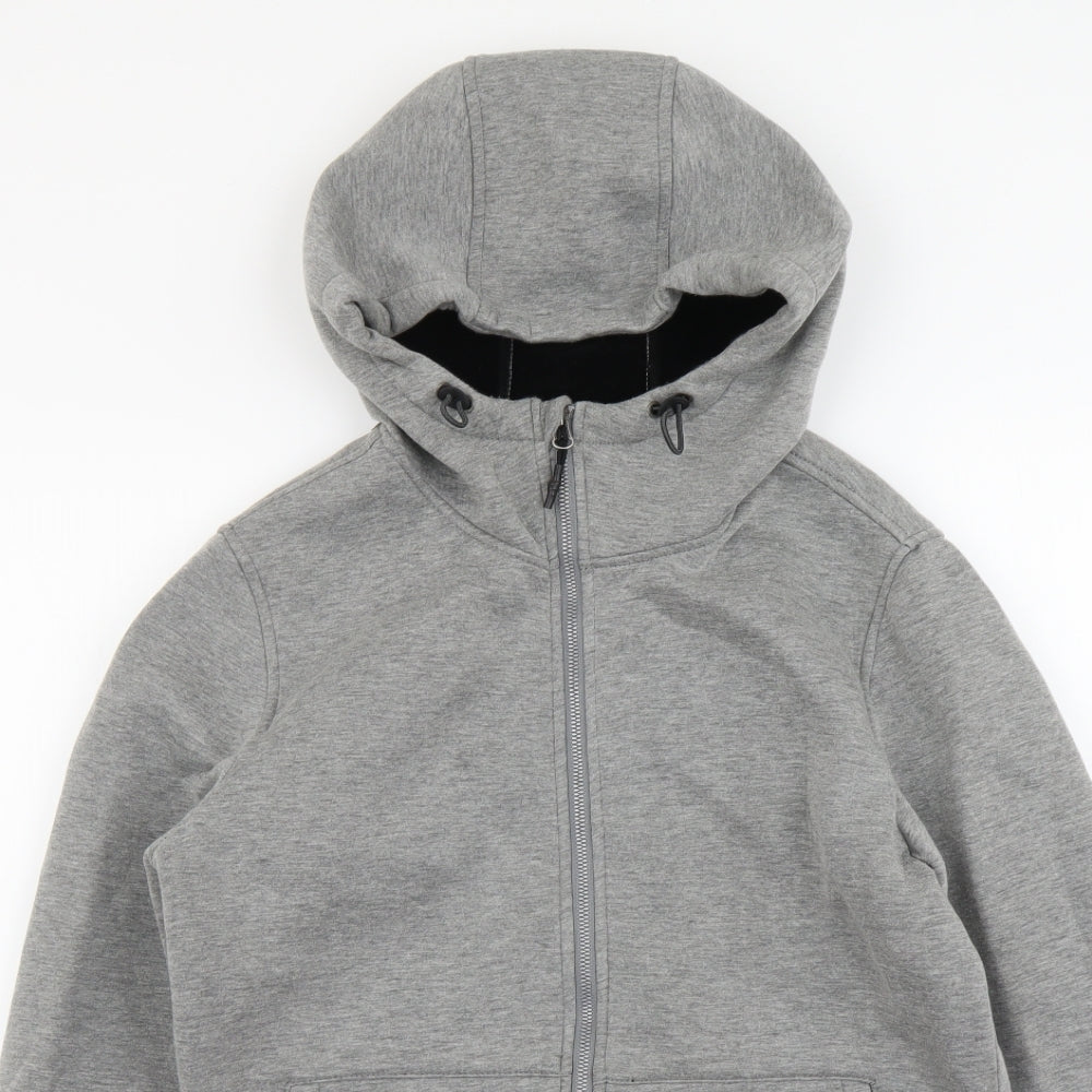Pull&Bear Mens Grey Polyester Full Zip Hoodie Size M