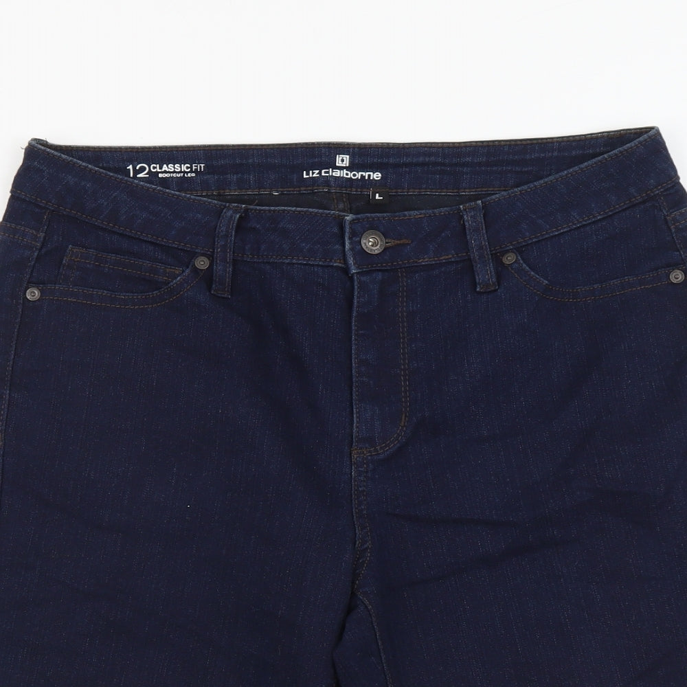 Liz Claiborne Womens Blue Cotton Skimmer Shorts Size L L12 in Regular Button
