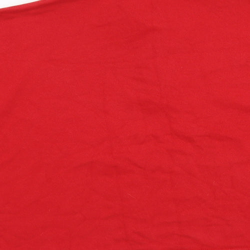Pull&Bear Womens Red Cotton Pullover Sweatshirt Size XL Button