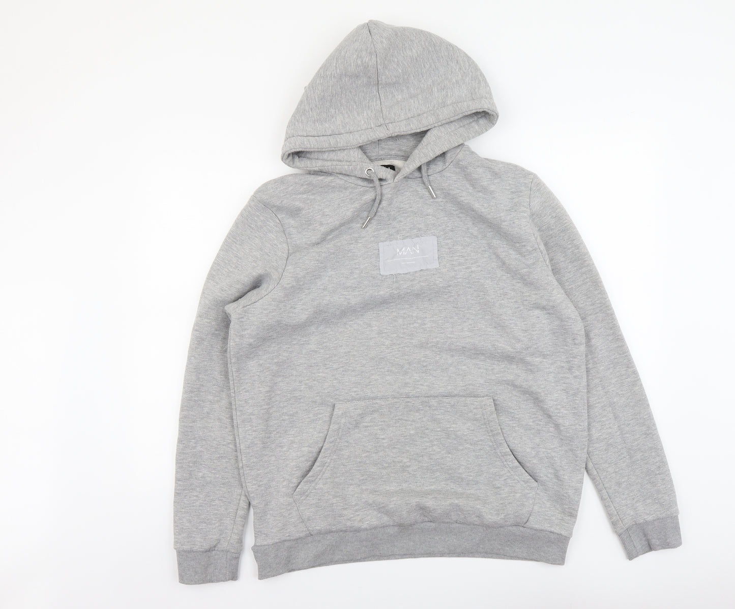 Boohoo Mens Grey Cotton Pullover Hoodie Size XL