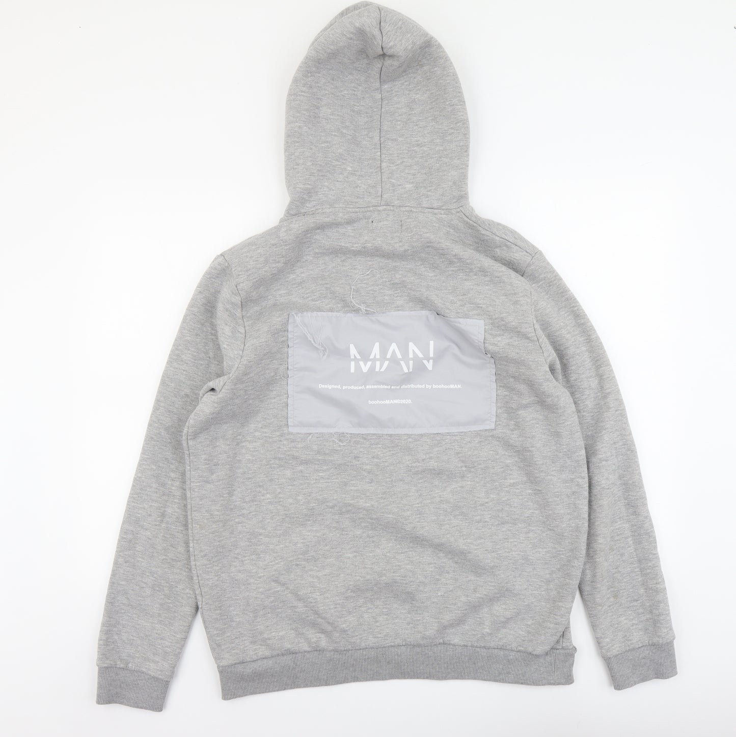 Boohoo Mens Grey Cotton Pullover Hoodie Size XL