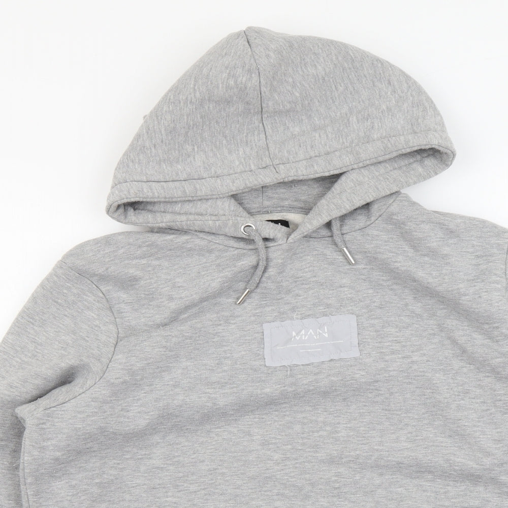 Boohoo Mens Grey Cotton Pullover Hoodie Size XL