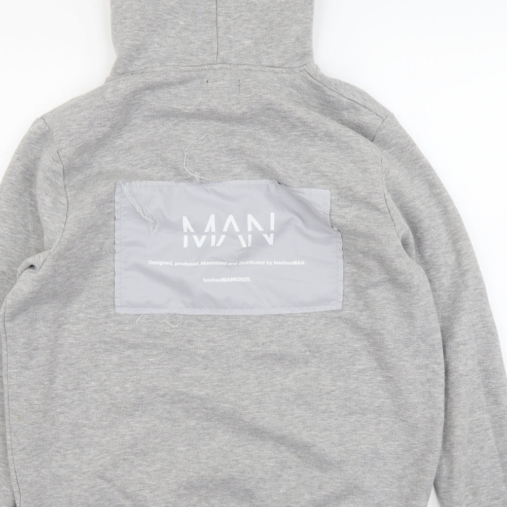 Boohoo Mens Grey Cotton Pullover Hoodie Size XL