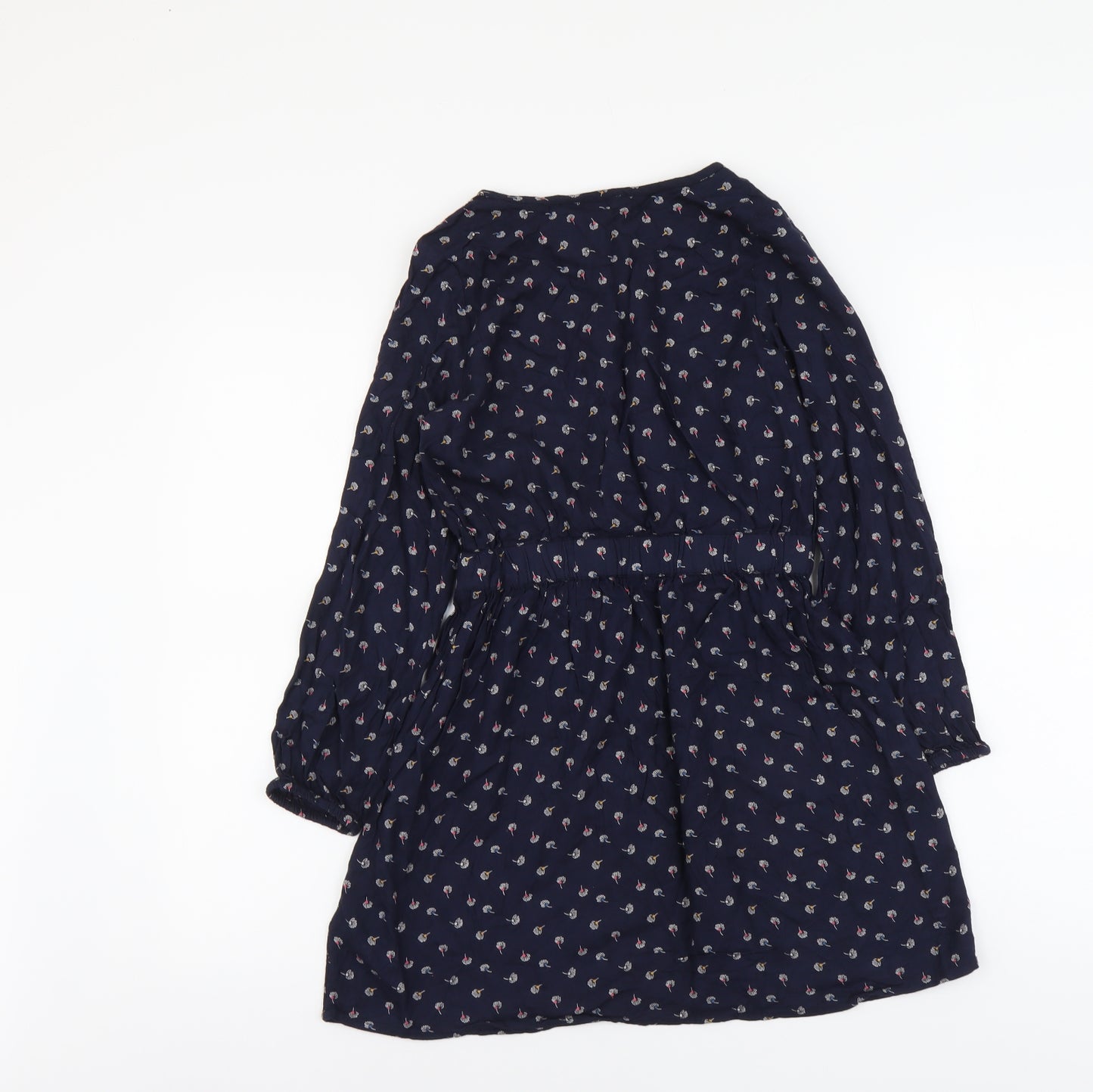 Essential Girls Blue Geometric Viscose Fit & Flare Size 10 Years Round Neck Button