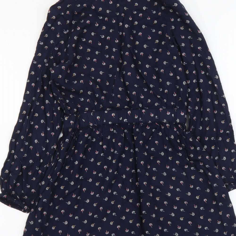 Essential Girls Blue Geometric Viscose Fit & Flare Size 10 Years Round Neck Button