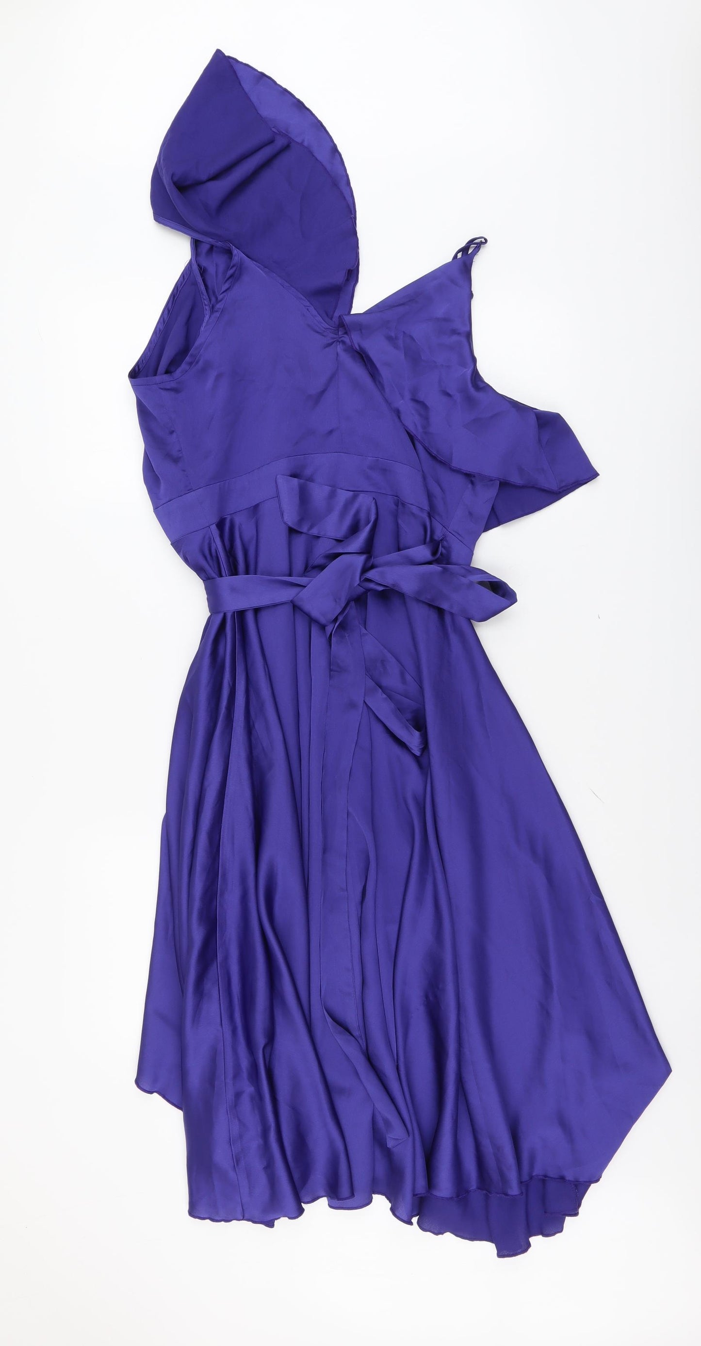 Boohoo Womens Blue Polyester Trapeze & Swing Size 12 One Shoulder Zip