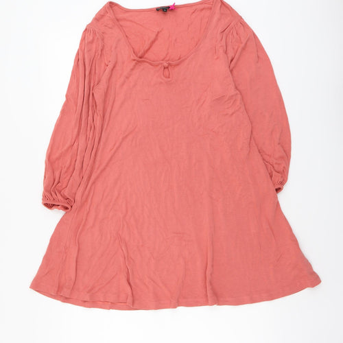Marks and Spencer Womens Pink Viscose Basic T-Shirt Size 16 Scoop Neck