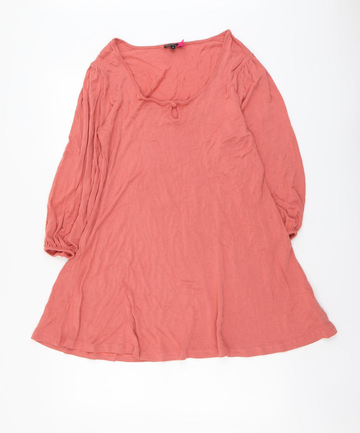 Marks and Spencer Womens Pink Viscose Basic T-Shirt Size 16 Scoop Neck