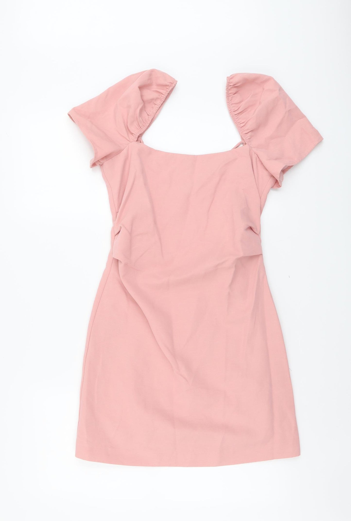 Zara Womens Pink Cotton Mini Size S Square Neck Zip