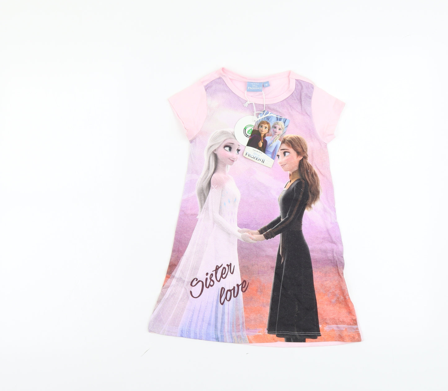 Frozen Girls Orange Cotton Trapeze & Swing Size 2-3 Years Round Neck Pullover - Sister Love