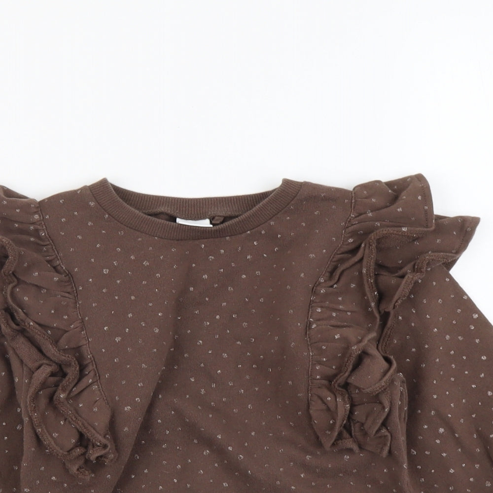 NEXT Girls Brown Cotton Pullover Sweatshirt Size 4-5 Years Pullover