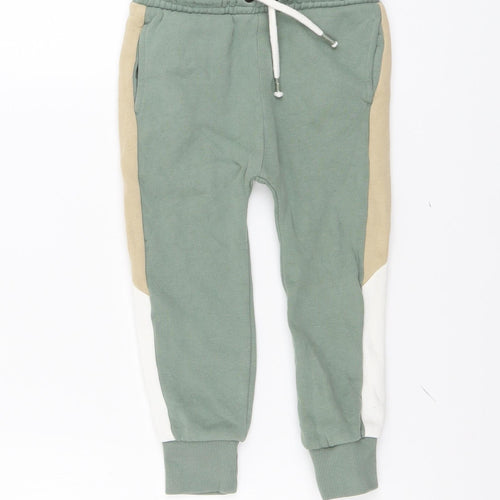 NEXT Boys Green Cotton Jogger Trousers Size 3-4 Years Regular Drawstring