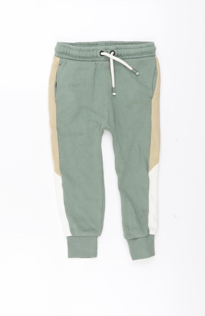 NEXT Boys Green Cotton Jogger Trousers Size 3-4 Years Regular Drawstring