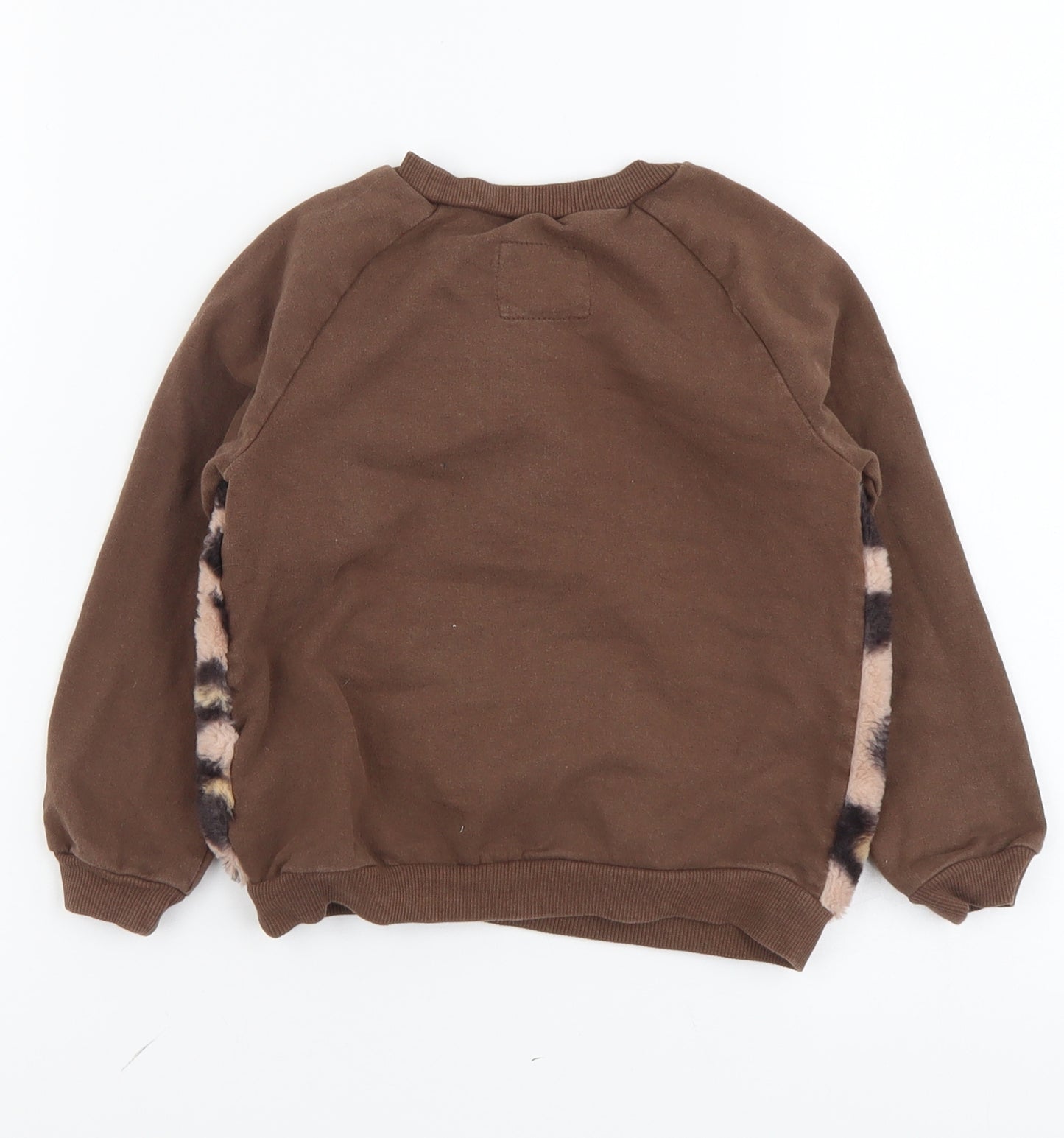 NEXT Girls Brown Animal Print Cotton Pullover Sweatshirt Size 4-5 Years Pullover - Leopard print