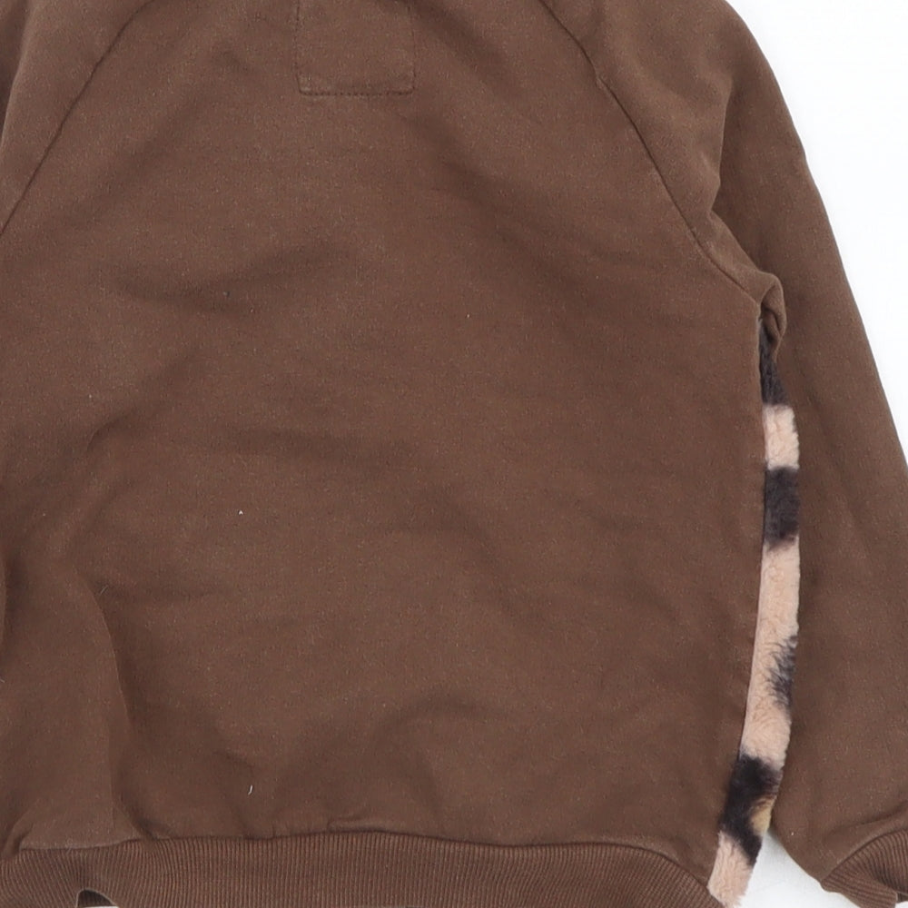 NEXT Girls Brown Animal Print Cotton Pullover Sweatshirt Size 4-5 Years Pullover - Leopard print