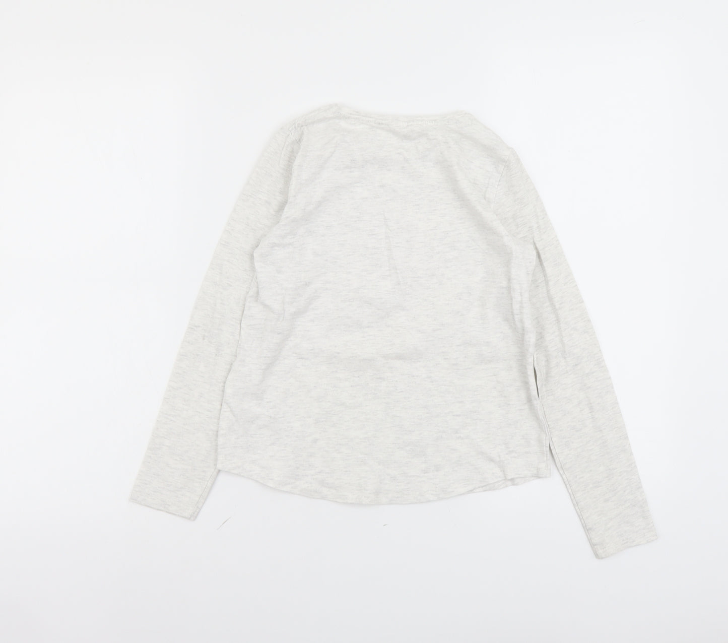 H&M Girls Grey Cotton Basic T-Shirt Size 8-9 Years Round Neck Pullover - Butterfly