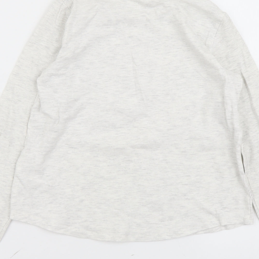 H&M Girls Grey Cotton Basic T-Shirt Size 8-9 Years Round Neck Pullover - Butterfly
