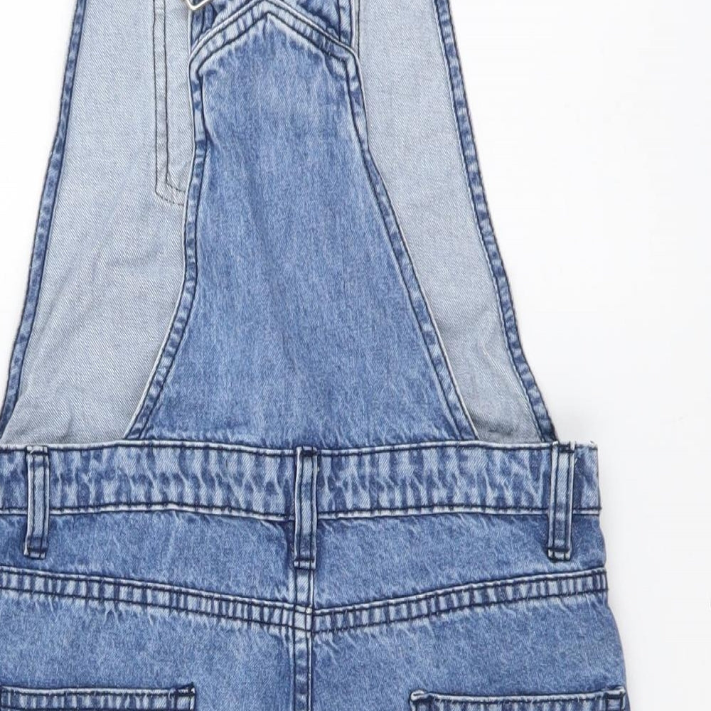 Denim & Co. Girls Blue Cotton Dungaree One-Piece Size 11-12 Years Button