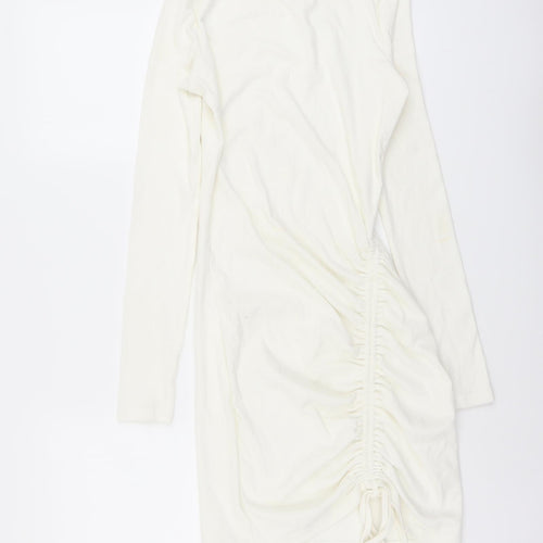 4th Reckless Womens Ivory Cotton Pencil Dress Size 8 Boat Neck Pullover