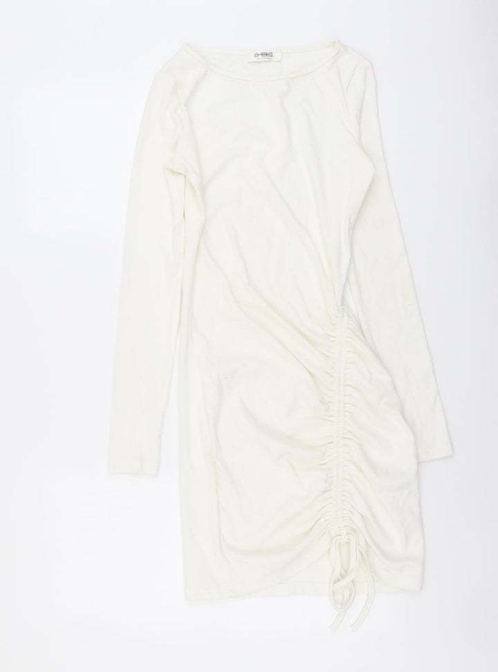 4th Reckless Womens Ivory Cotton Pencil Dress Size 8 Boat Neck Pullover