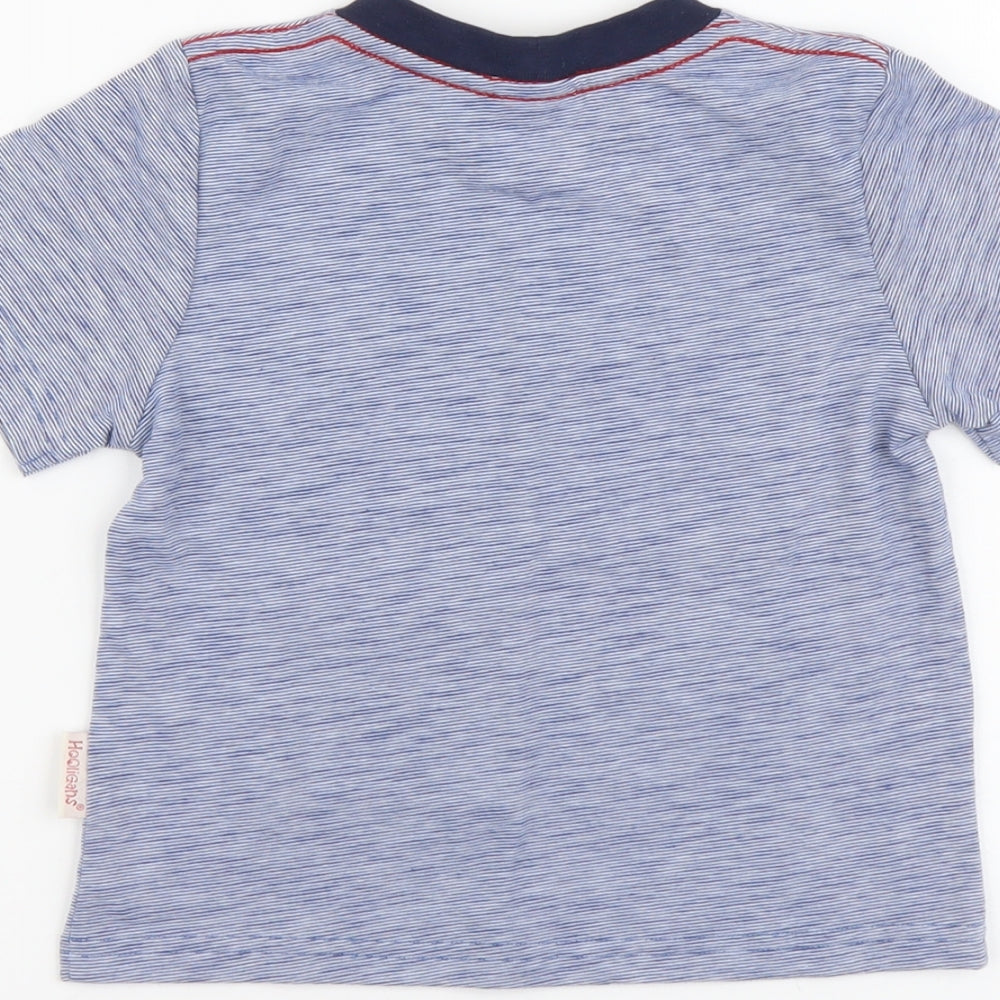 Hooligans Boys Blue Cotton Basic T-Shirt Size 2-3 Years Round Neck Pullover - The African Elephant