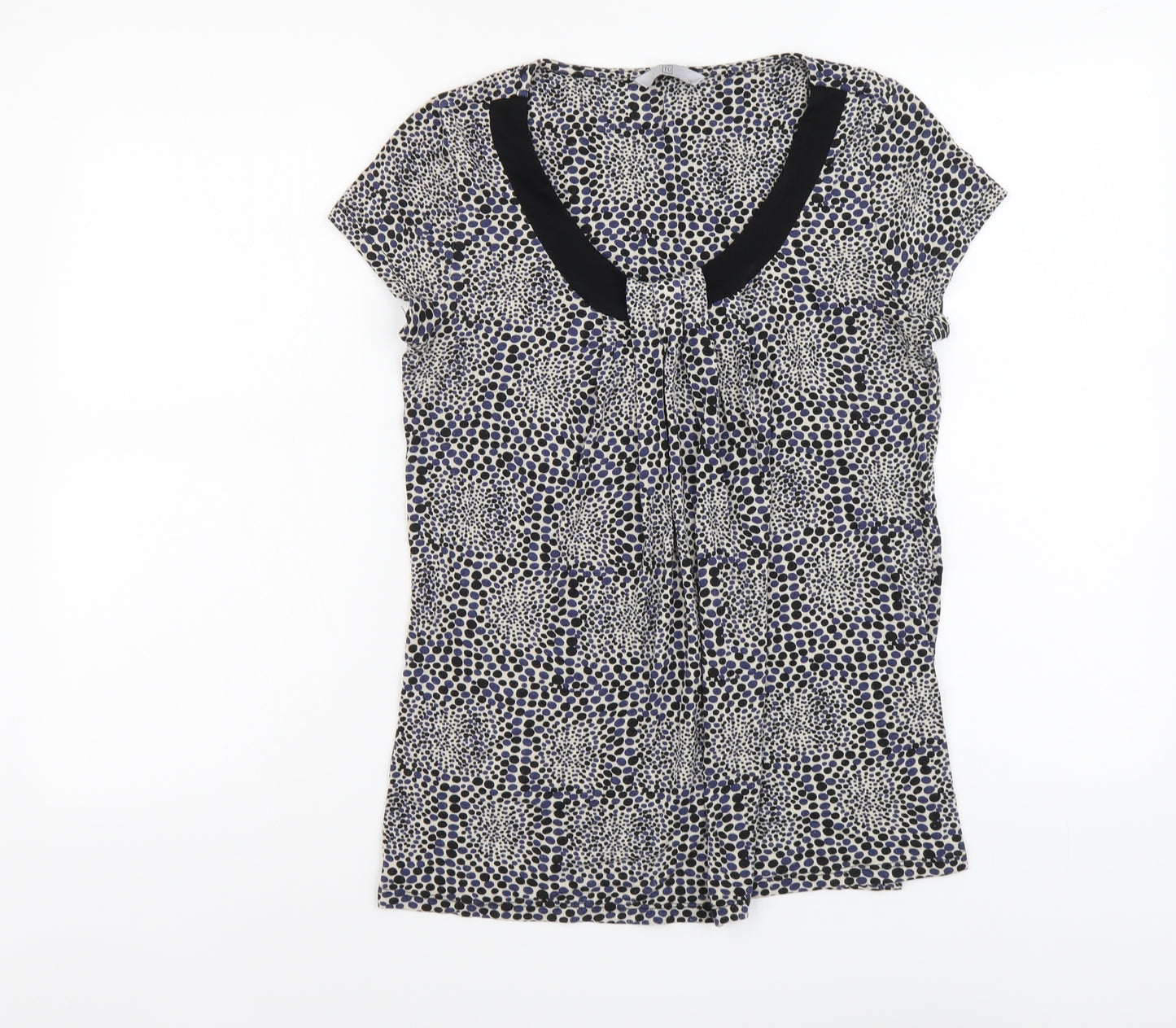 TU Womens Multicoloured Geometric Viscose Basic Blouse Size 12 Round Neck