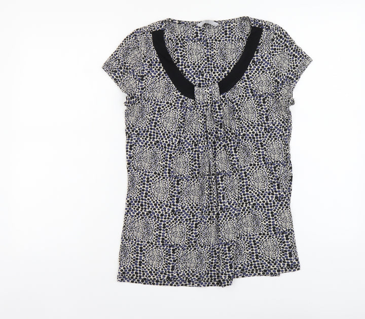 TU Womens Multicoloured Geometric Viscose Basic Blouse Size 12 Round Neck