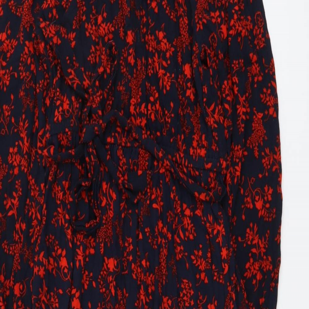 Marks and Spencer Womens Red Floral Viscose A-Line Size 12 Round Neck Pullover