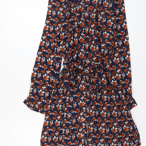 Mela London Womens Blue Floral Cotton A-Line Size 10 Collared Button