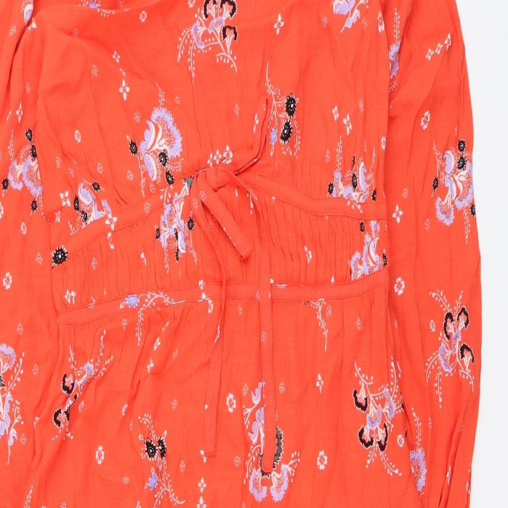 Per Una Womens Orange Geometric Viscose A-Line Size 10 V-Neck Pullover