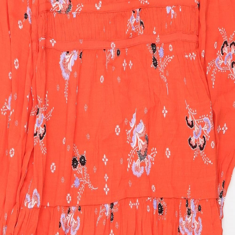 Per Una Womens Orange Geometric Viscose A-Line Size 10 V-Neck Pullover