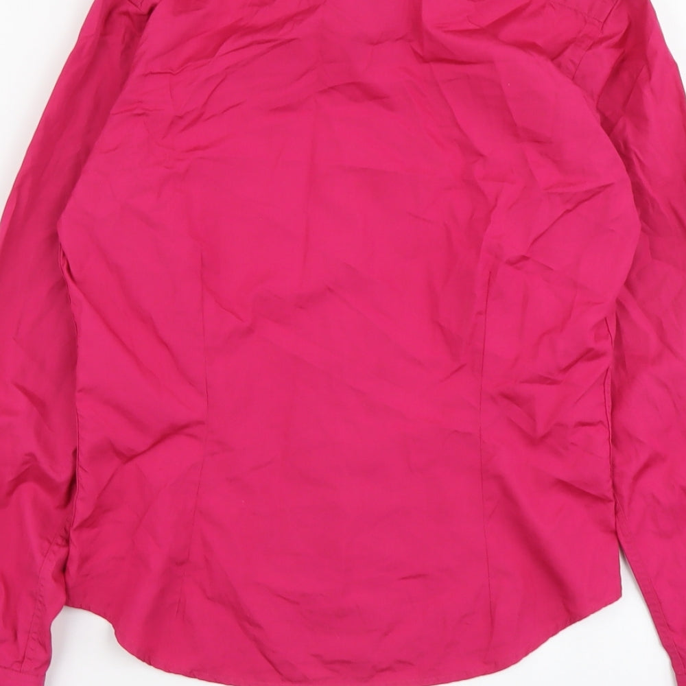 PINK Womens Pink Cotton Basic Button-Up Size 8 V-Neck