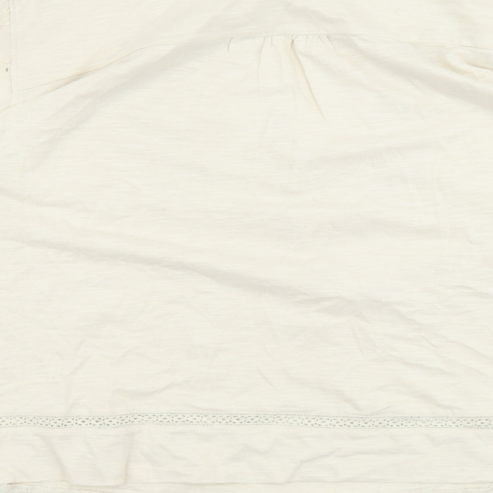 Marks and Spencer Womens Beige Cotton Basic Blouse Size 18 Round Neck