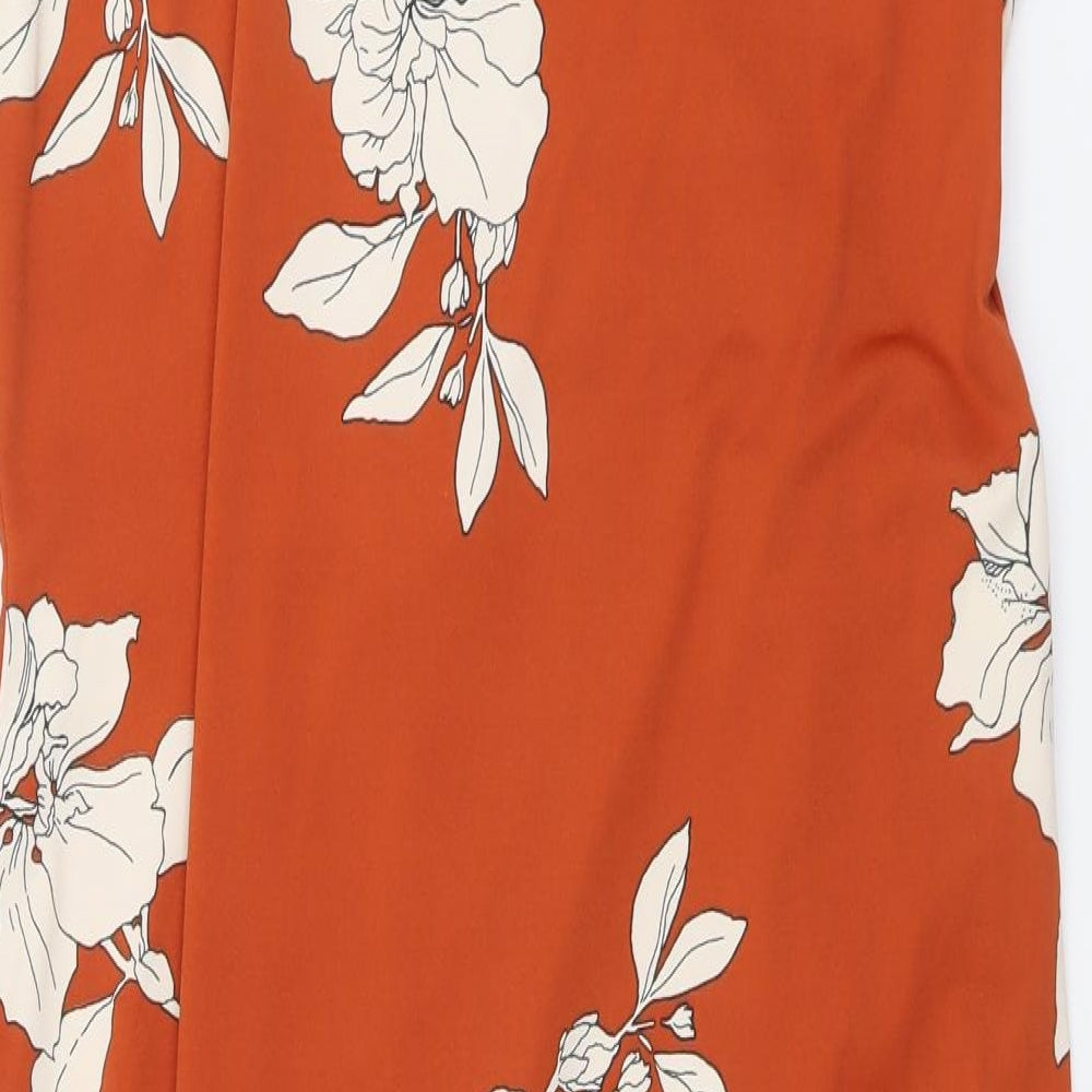 Marks and Spencer Womens Brown Floral Polyester A-Line Size 16 Round Neck Pullover
