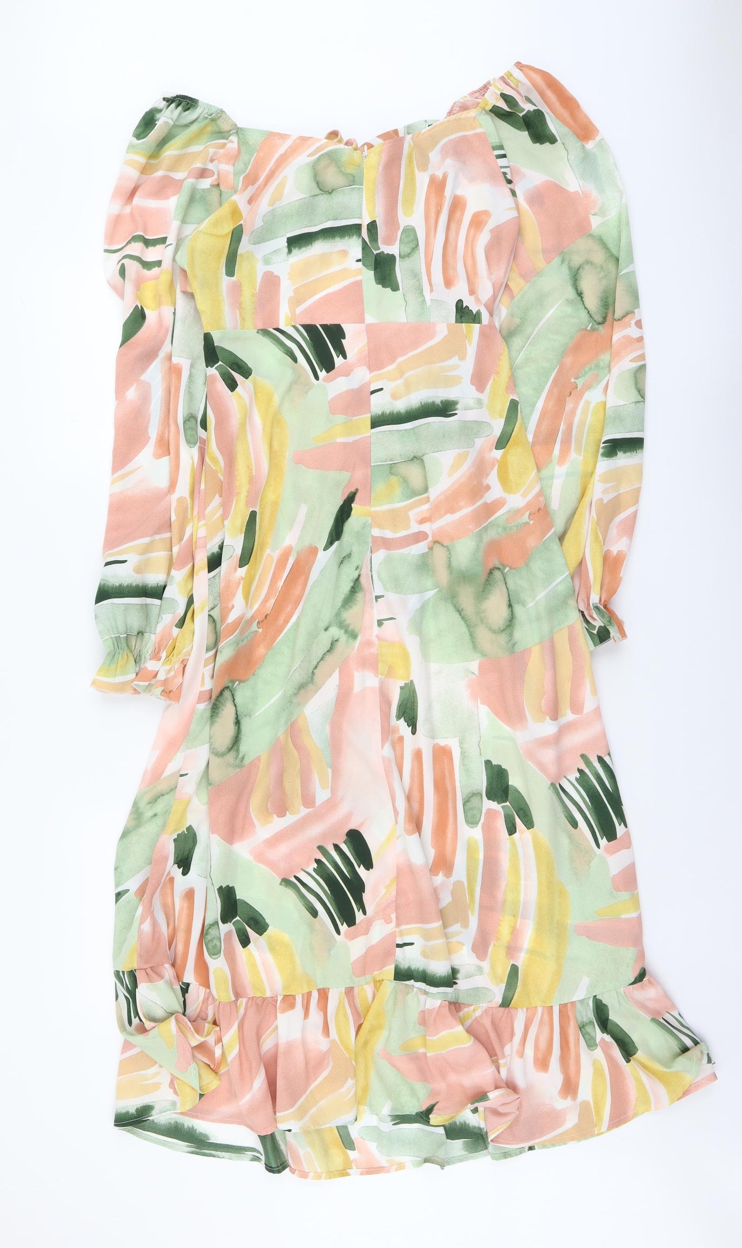 SheIn Womens Multicoloured Geometric Polyester Trapeze & Swing Size L Off the Shoulder Zip