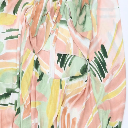 SheIn Womens Multicoloured Geometric Polyester Trapeze & Swing Size L Off the Shoulder Zip