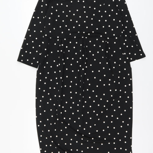 Evans Womens Black Polka Dot Polyester A-Line Size 16 Round Neck Pullover