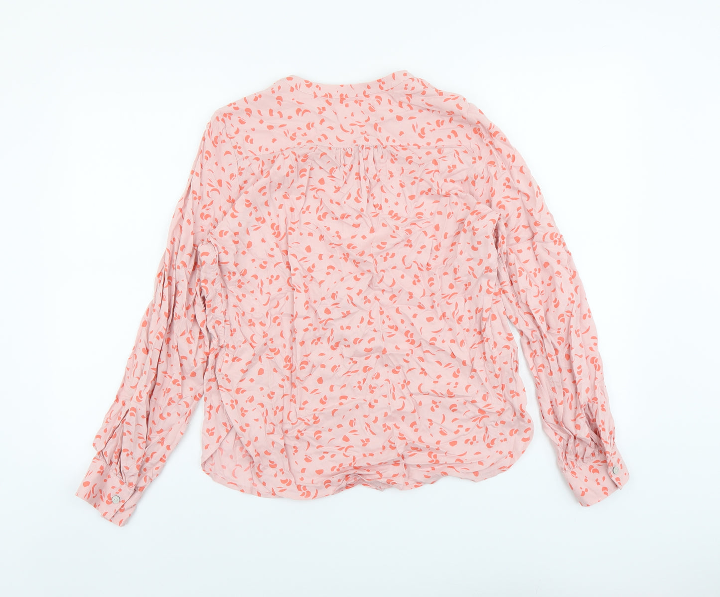 Marks and Spencer Womens Pink Geometric Viscose Basic Blouse Size 10 V-Neck