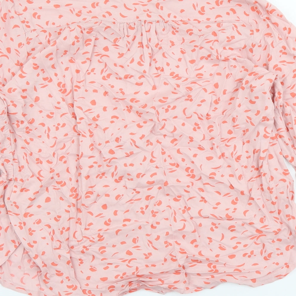 Marks and Spencer Womens Pink Geometric Viscose Basic Blouse Size 10 V-Neck