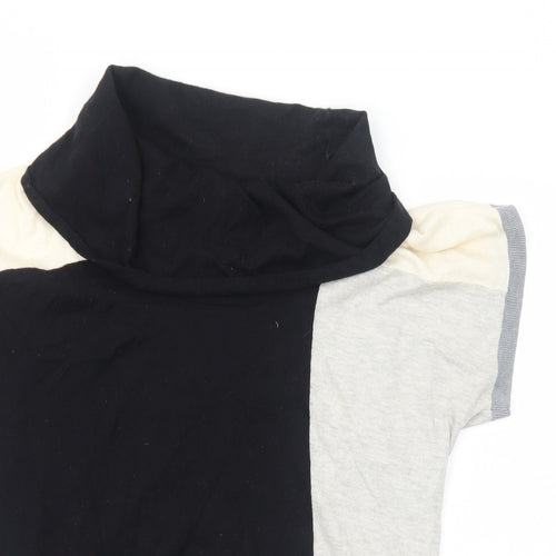 Fenn Wright Manson Womens Grey Colourblock Cotton Basic T-Shirt Size 10 Roll Neck