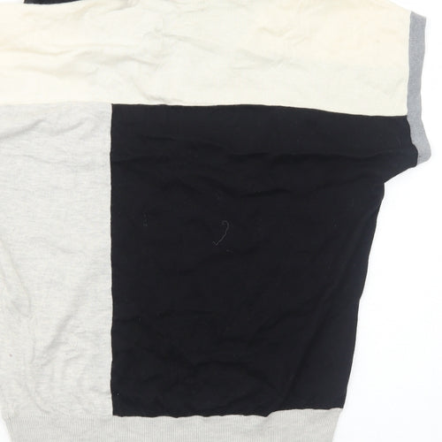 Fenn Wright Manson Womens Grey Colourblock Cotton Basic T-Shirt Size 10 Roll Neck