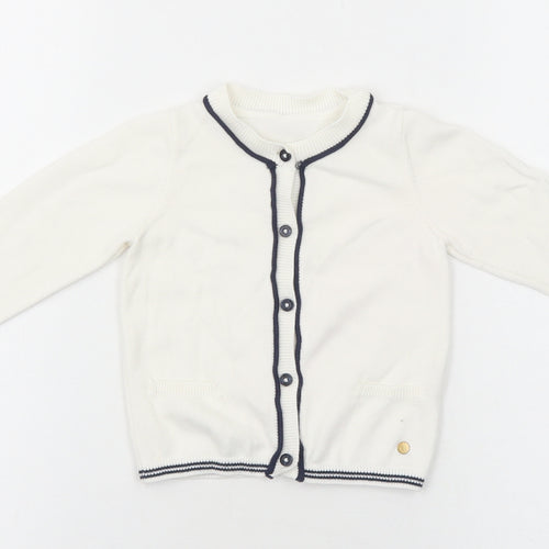 Preworn Baby White Cotton Cardigan Jumper Size 9-12 Months Button